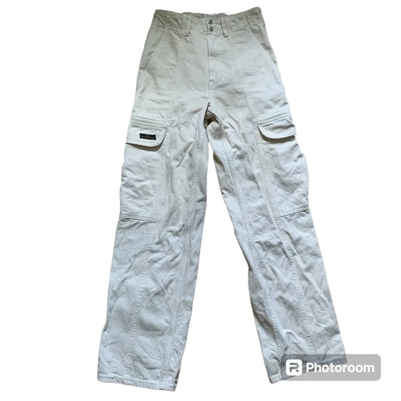 Urban Outfitters BDG Blaine Skater Cargo Pants Womens Size 26 Cream Color Y2K - Picture 3 of 8